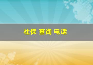 社保 查询 电话